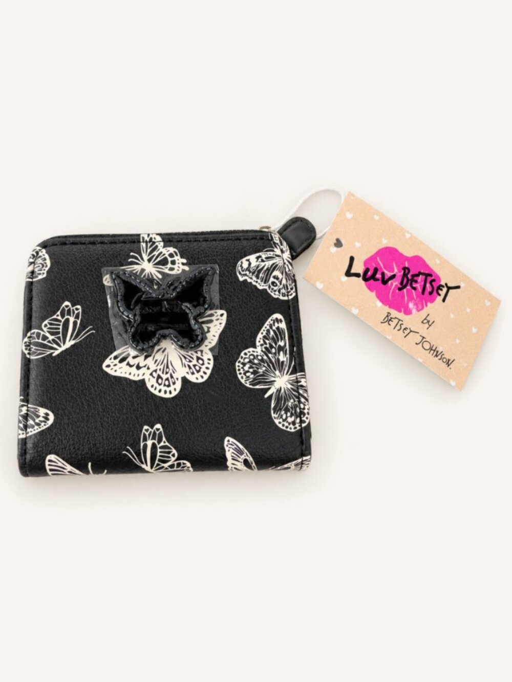 Betsey Johnson Butterfly Wallet Black White NWT